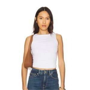 Good American White Ruched Sleeveless Tank Top - NWT